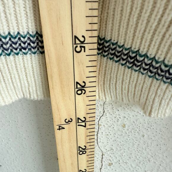 Vtg 90s Sweater Men L Cricket V Neck Sweater Cream Embroidered Isuzu Logo Preppy - Picture 10 of 12